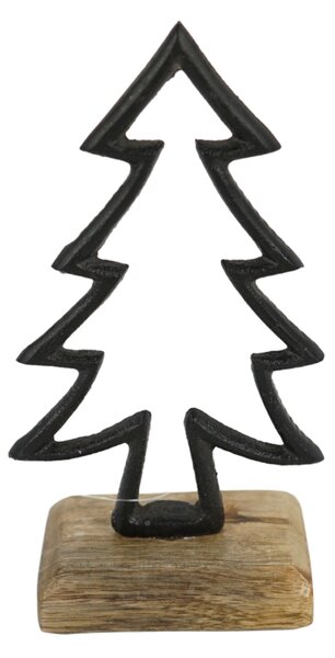 Karácsonyi dekoráció CHRISTMAS TREE mangófából, 17 cm, fekete