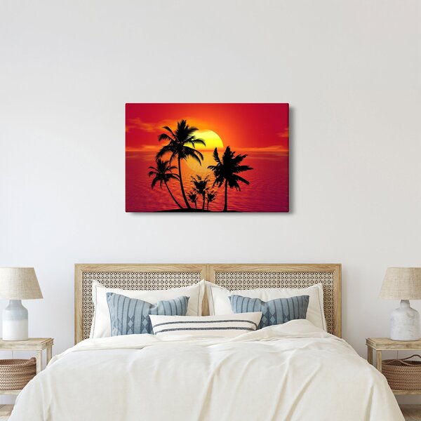 Egy sziget sziluettjének képe pálmafákkal (90x60 cm)