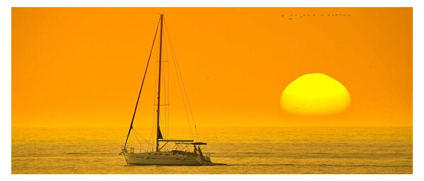 Kép - Csónak a tenger közepén (120x50 cm)