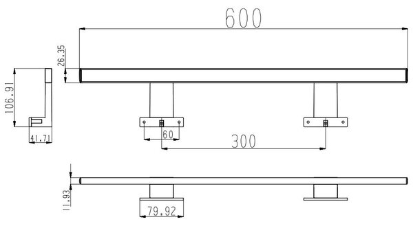 Fürdőszobai tükörvilágító LED lámpa - 230 V - 9 W - hidegfehér - 60 cm