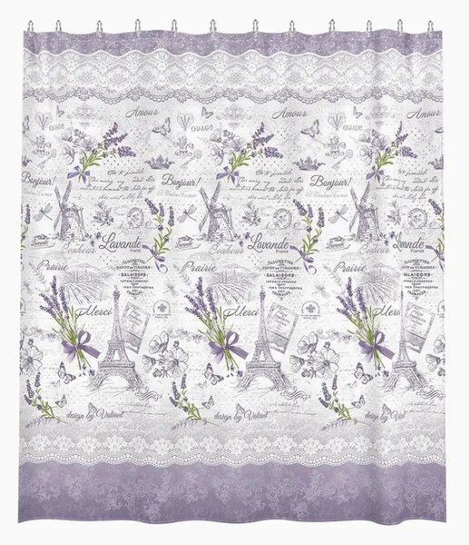 Zuhanyfüggöny - LEVANDE - Impregnált textil - 180 x 200 cm