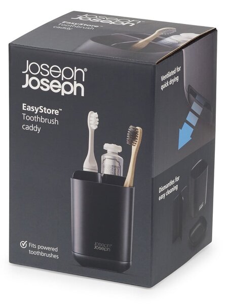 Fekete műanyag fogkefetartó pohár EasyStore – Joseph Joseph