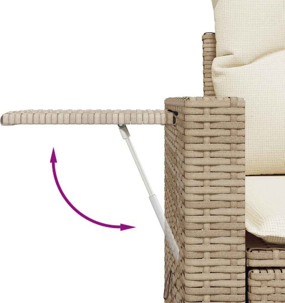 3 részes bézs polyrattan kerti ülőgarnitúra párnákkal