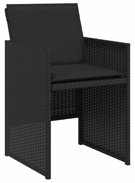 13 részes fekete polyrattan kerti ülőgarnitúra párnákkal