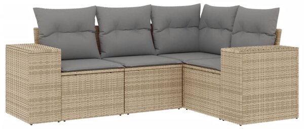 4 részes bézs polyrattan kerti ülőgarnitúra párnákkal