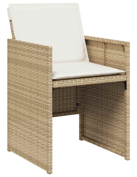 15 részes bézs polyrattan kerti étkezőgarnitúra párnákkal