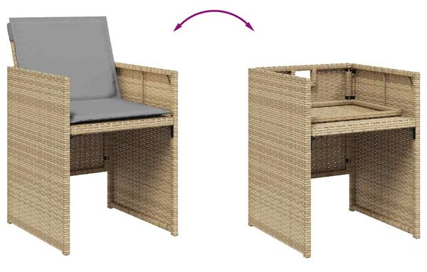 11részes vegyes bézs polyrattan kerti étkezőgarnitúra párnákkal