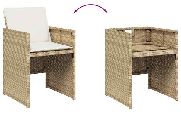 15 részes bézs polyrattan kerti étkezőgarnitúra párnákkal