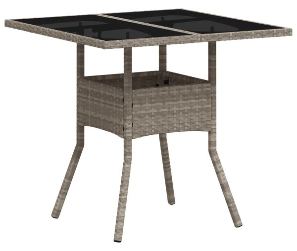 3 részes szürke polyrattan/üveg kerti étkezőgarnitúra párnával