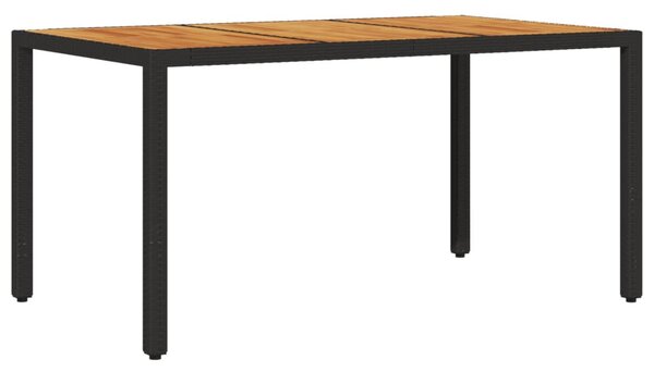7részes fekete polyrattan/akácfa kerti étkezőgarnitúra párnákkal