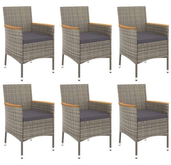 7 részes szürke polyrattan kerti étkezőgarnitúra párnával