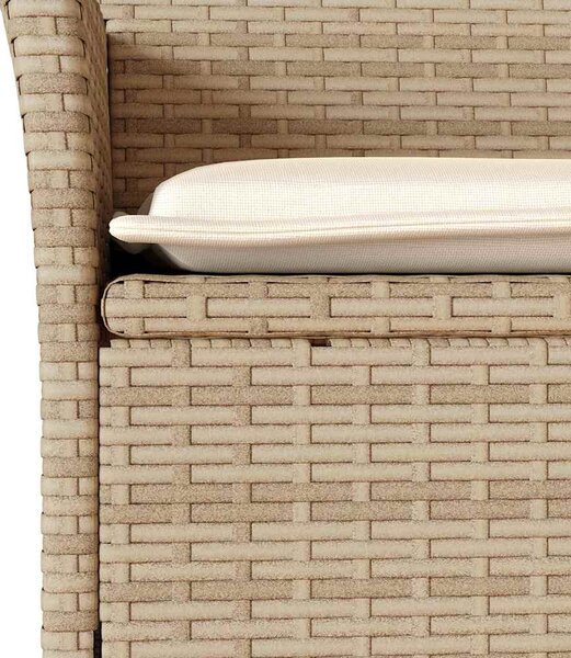 5 részes bézs polyrattan/üveg kerti étkezőgarnitúra párnákkal