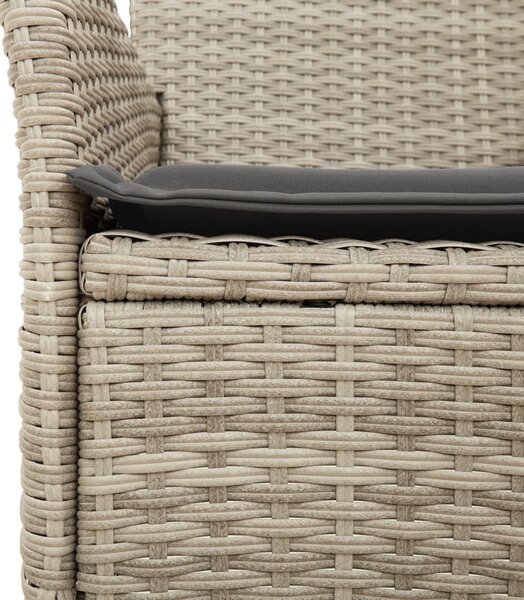 3 részes szürke polyrattan/üveg kerti étkezőgarnitúra párnával