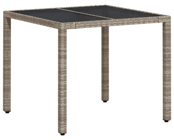 3 részes szürke polyrattan/üveg kerti étkezőgarnitúra párnával