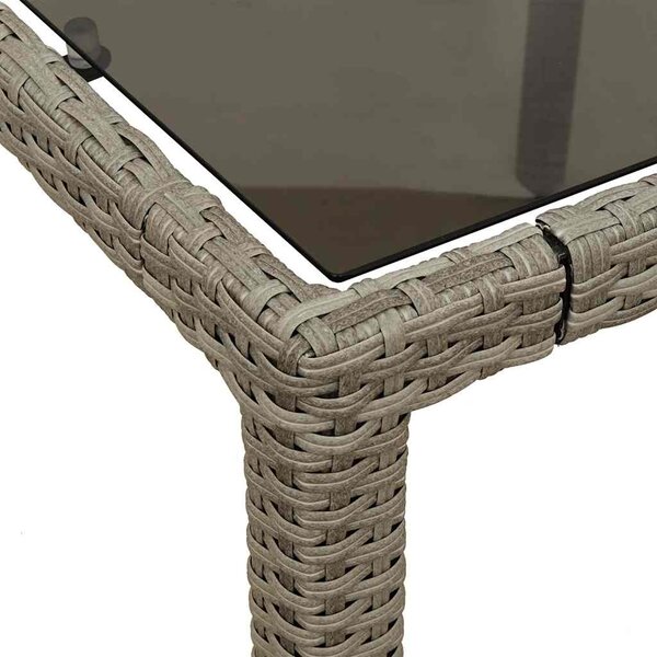 5 részes szürke polyrattan/üveg kerti étkezőgarnitúra párnával