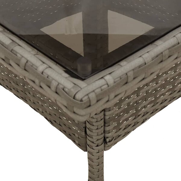5 részes szürke polyrattan/üveg kerti étkezőgarnitúra párnával
