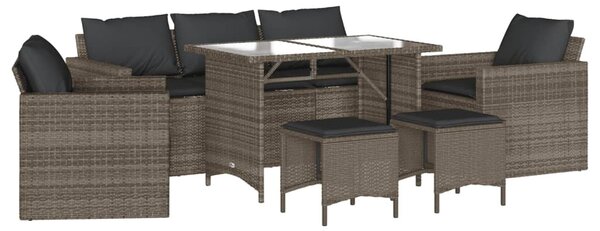 6 részes szürke polyrattan kerti ülőgarnitúra párnákkal