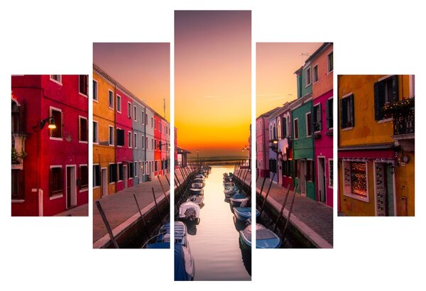 Kép - Naplemente, Burano sziget, Velence, Olaszország (150x105 cm)