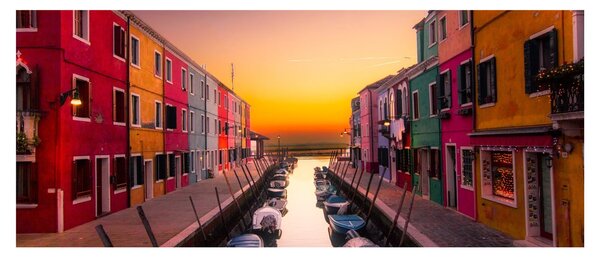 Kép - Naplemente, Burano sziget, Velence, Olaszország (120x50 cm)