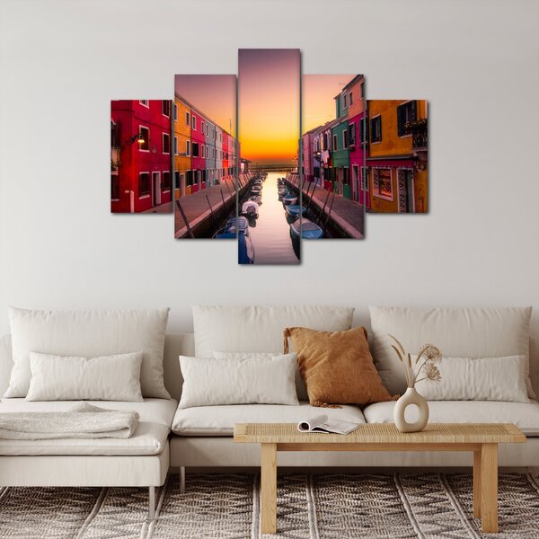 Kép - Naplemente, Burano sziget, Velence, Olaszország (150x105 cm)
