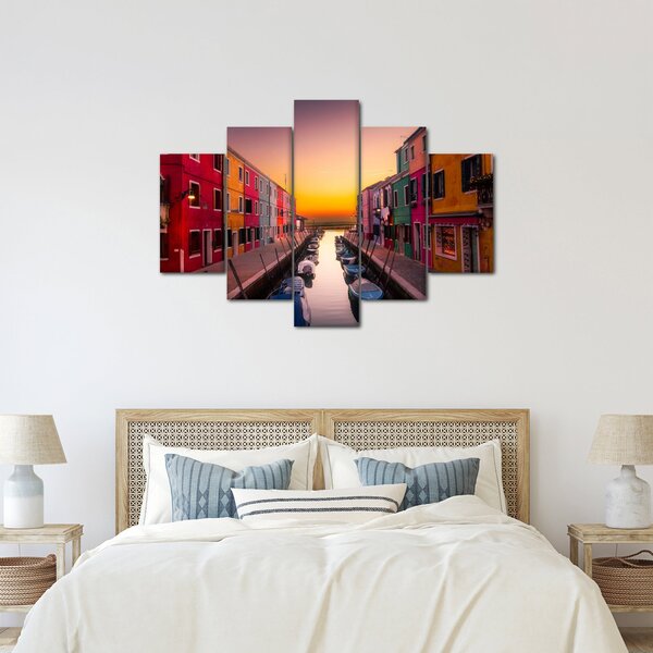 Kép - Naplemente, Burano sziget, Velence, Olaszország (150x105 cm)