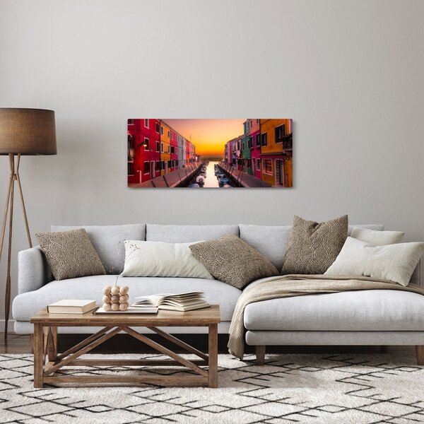 Kép - Naplemente, Burano sziget, Velence, Olaszország (120x50 cm)