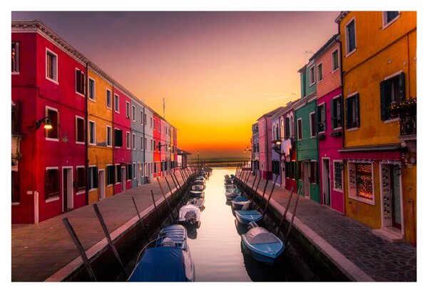 Kép - Naplemente, Burano sziget, Velence, Olaszország (90x60 cm)