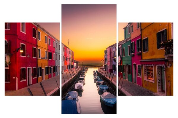 Kép - Naplemente, Burano sziget, Velence, Olaszország (90x60 cm)