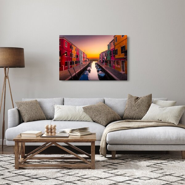 Kép - Naplemente, Burano sziget, Velence, Olaszország (90x60 cm)