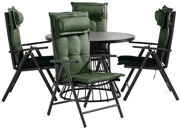 Asztal és szék garnitúra VG7912, Párna színe: Zöld