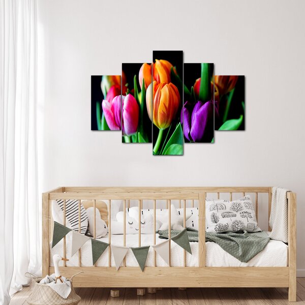 Tulipánok képe fekete alapon (150x105 cm)