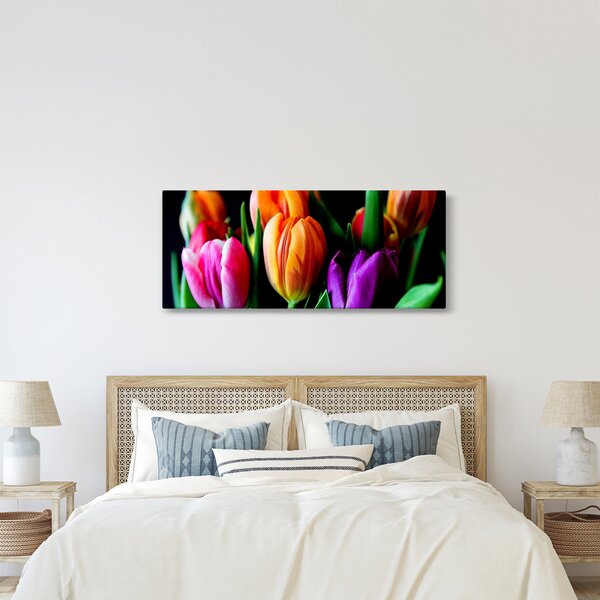 Tulipánok képe fekete alapon (120x50 cm)