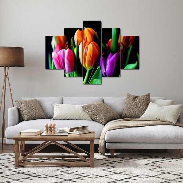 Tulipánok képe fekete alapon (150x105 cm)