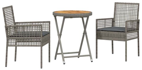 Kert Bistro Készlet 3 pcs Szürke polirattan