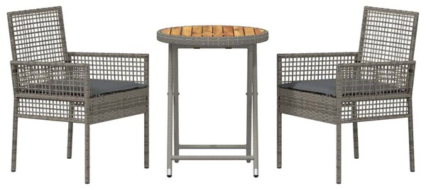Kert Bistro Készlet 3 pcs Szürke polirattan