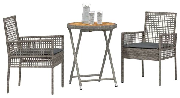 Kert Bistro Készlet 3 pcs Szürke polirattan