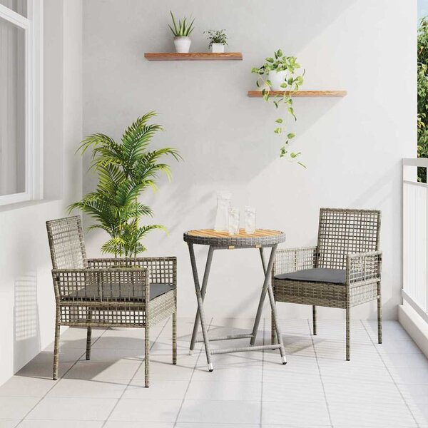 Kert Bistro Készlet 3 pcs Szürke polirattan