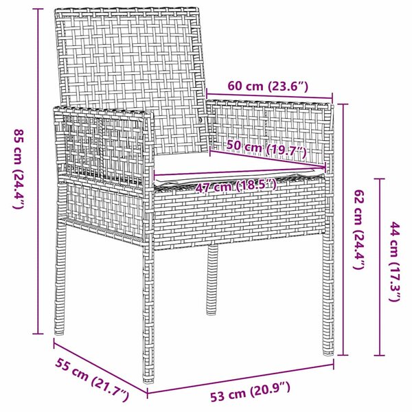 Kert Bistro Készlet 3 pcs Szürke polirattan