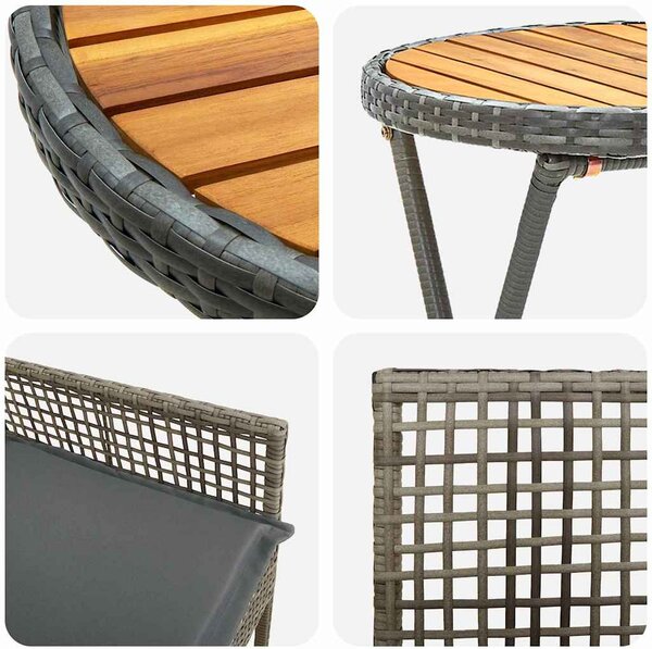 Kert Bistro Készlet 3 pcs Szürke polirattan