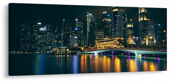 Egy kép az éjszakai Szingapúrról (120x50 cm)