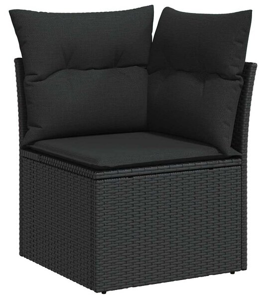 Kerti Kanapé Szett tárolóval 6 pcs Fekete Poli rattan
