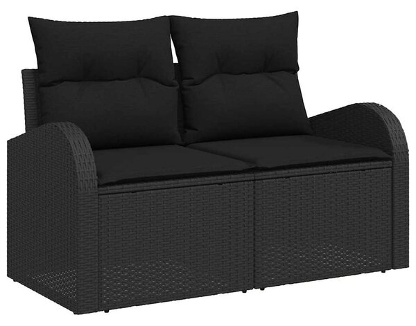 Kerti Kanapé Szett Fekete 55 x 55 x 37 cm polirattan