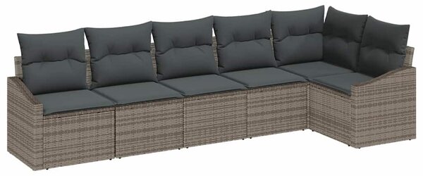 Kanapé Szett párnával 6 pcs Szürke polirattan