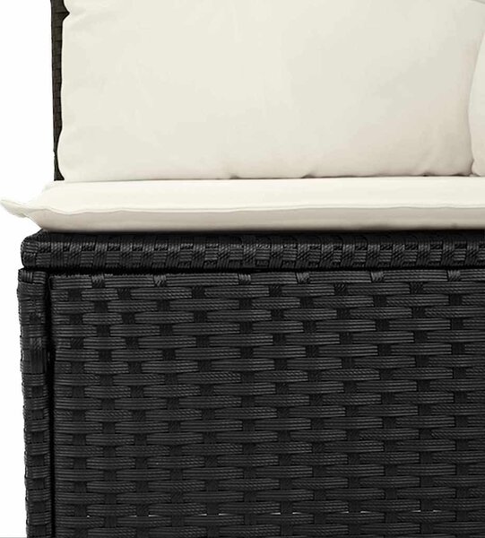 Kerti Kanapé Szett párnával 11 pcs Fekete és fehér Poli rattan