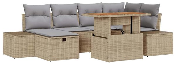 Kerti Kanapé Szett 7 db Bézs polirattan