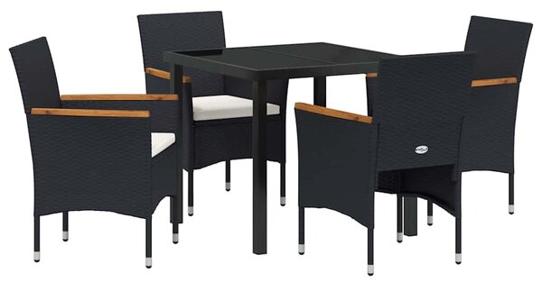 Kert étkező szett párnával 5 pcs Fekete polirattan