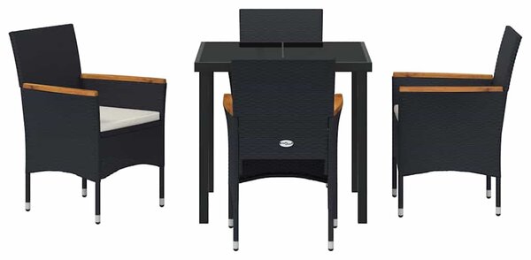 Kert étkező szett párnával 5 pcs Fekete polirattan
