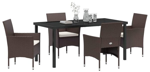 Kert étkező szett párnával 5 pcs Barna polirattan