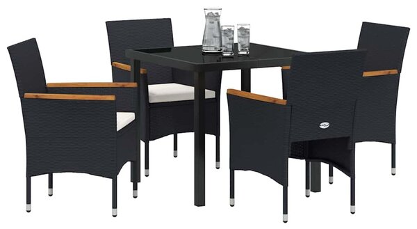 Kert étkező szett párnával 5 pcs Fekete polirattan