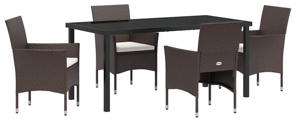 Kert étkező szett párnával 5 pcs Barna polirattan